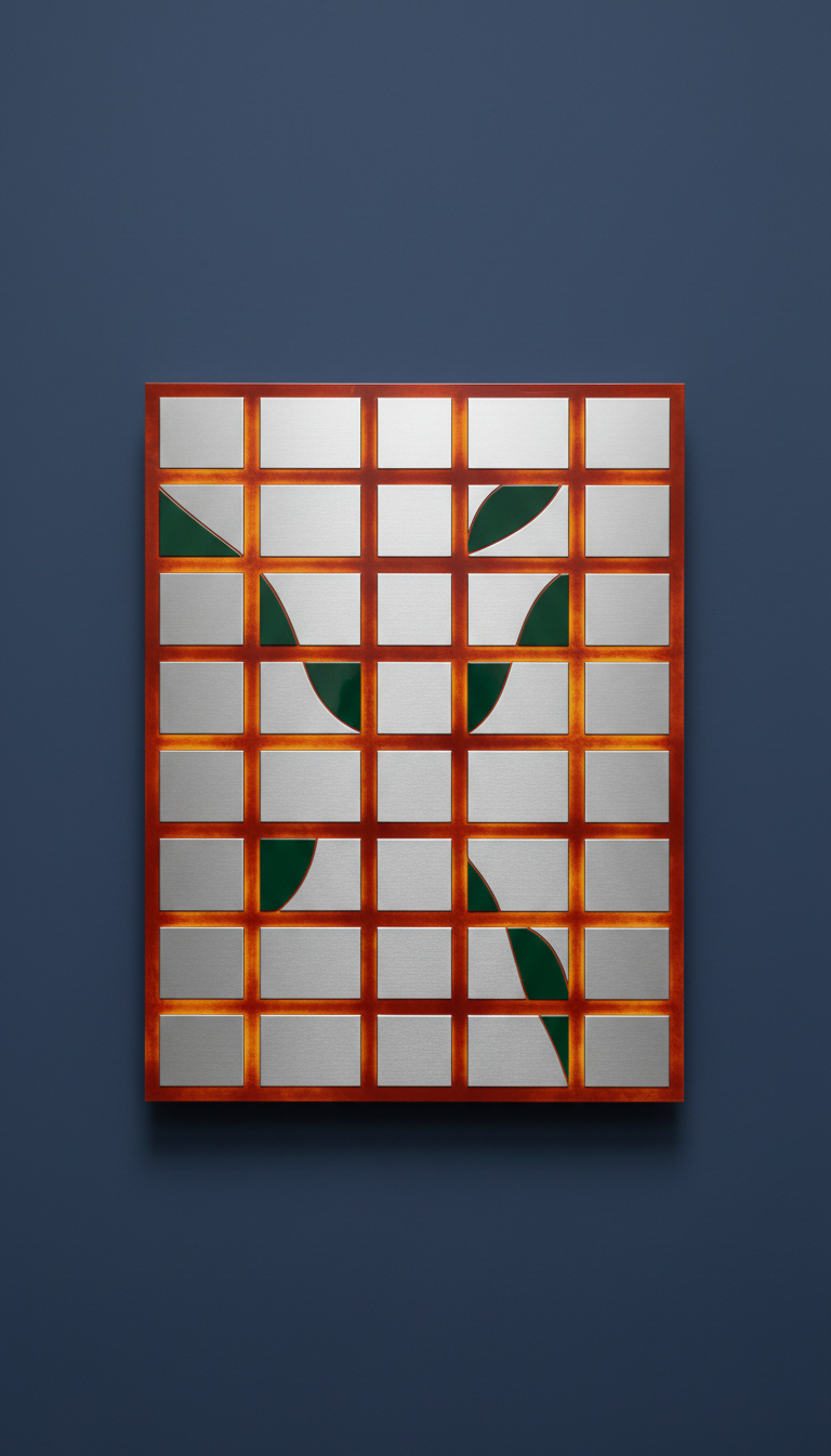 Alu-Dibond Wandpaneel Vivid Amber Grid